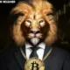 a lion wearing a suit and a CryptoBusinessNewsTips.com necklace