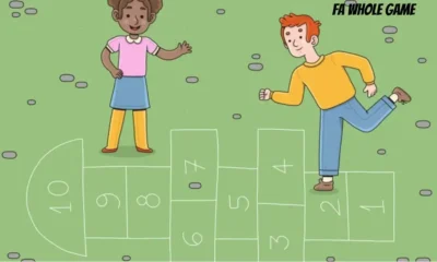 cartoon of kids FA Whole Game playing hopscotch