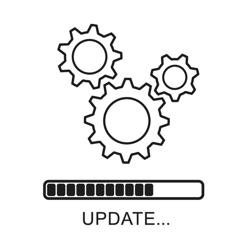 update icon with gears loading or updating files installing or updating new software etc modern flat design vector